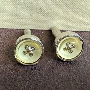 Faconnable Silver and Cream Button Cufflinks